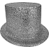 Karnevalový cylindr s glitry stříbrný 25 cm