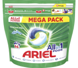 Ariel All in 1 Pods Mountain Spring gelové kapsle na praní bílého a světlého prádla 66 kusů