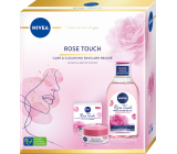 Nivea Rose Touch hydratační denní gel-krém pro všechny typy pleti 50 ml + micelární voda s růžovou organickou vodou 400 ml, kosmetická sada pro ženy