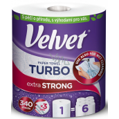 Velvet Turbo papírové kuchyňské utěrky 3 vrstvé 330 útržků 1 kus