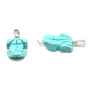 Tyrkenit / Howlite Žába pro štěstí přívěsek přírodní kámen cca 20 x 15 mm, kámen mladých lidí, hledá životní cíl