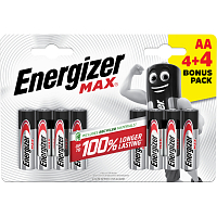 Energizer Max AA tužková baterie, 4 + 4 ks zdarma