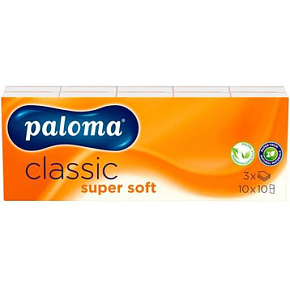 Paloma 3vrstvé papírové kapesníky Classic Super Soft, 10x 10 ks
