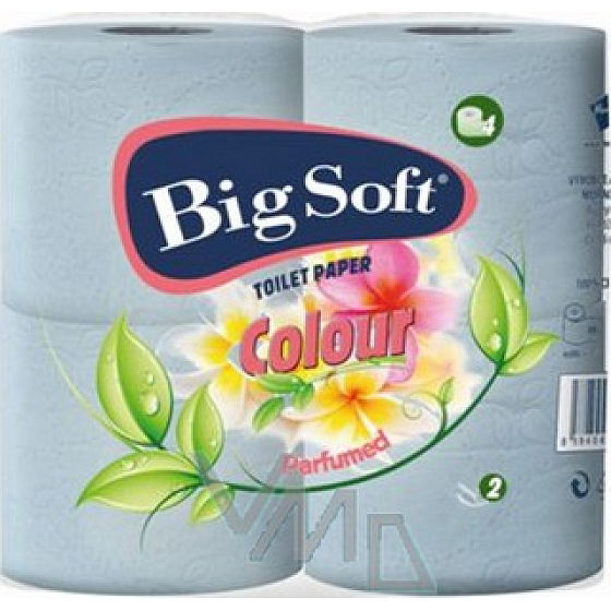 Big Soft Colour parfémovaný toaletní papír modrý 2 vrstvý 200 útržků 4 kusy