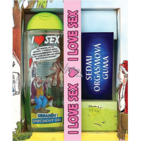 Bohemia Gifts Urbanův balíček I Love Sex sprchový gel 300 ml + dárkový kondom, kosmetická sada