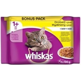 Whiskas Drůbeží výběr v želé kapsičky pro dospělé kočky 4 x 100 g
