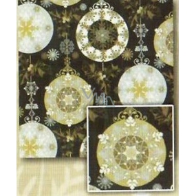 Nekupto Dárkový balicí papír 70 x 200 cm Vánoční Černý, stříbrný, zlaté koule