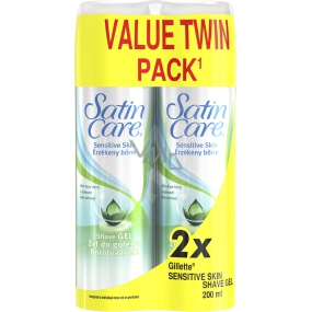 Gillette Satin Care With Aloe Vera Sensitive Skin gel na holení pro ženy 2 x 200 ml, duopack