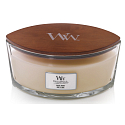 WoodWick White Honey - Bílý med vonná svíčka s dřevěným širokým knotem a víčkem loď 453 g