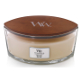 WoodWick White Honey - Bílý med vonná svíčka s dřevěným širokým knotem a víčkem loď 453 g