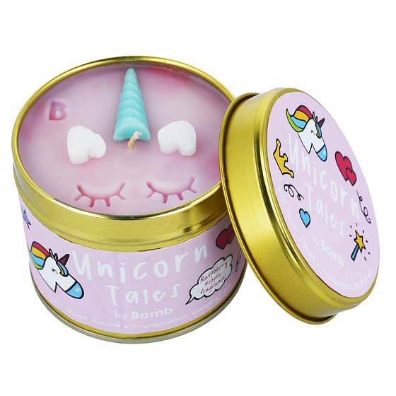 Bomb Cosmetics Pohádky o jednorožci - Unicorn Tales Vonná přírodní, ručně vyrobena svíčka v plechové dóze hoří až 35 hodin
