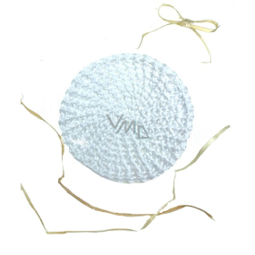 Bavlněný znovupoužitelný odličovací tampon ručně háčkovaný, bílý 7,5 - 8 cm 1 kus