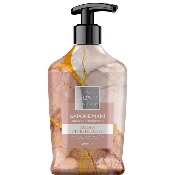 Lady Venezia Rosa & Fiori Di Loto - Růže a lotosové květy tekuté mýdlo 500 ml dávkovač