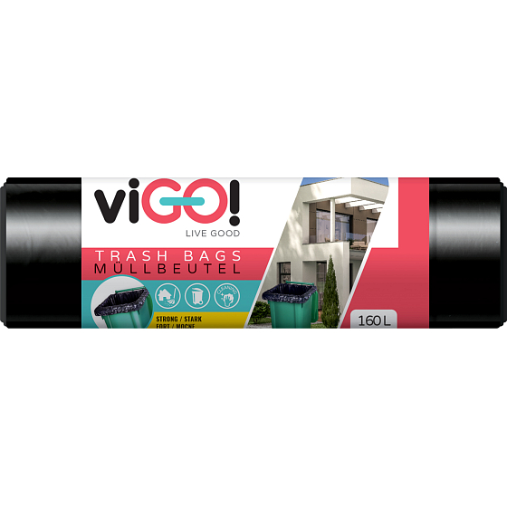viGO pytle na odpad, 28 µ, 90 × 110 cm, 160 l, 10 ks