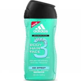 Adidas Ice Effect 3v1 Face sprchový gel na tělo, vlasy a tvář pro mužel 250 ml