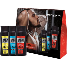 Dermacol Men Agent Sexy Trio Total Freedom 5v1 sprchový gel 250 ml + Sexy Sixpack 5v1 sprchový gel 250 ml + Powerful Energy 5v1 sprchový gel 250 ml, kosmetická sada