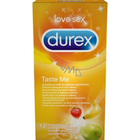 Durex Taste Me barevný kondom s vroubkovaným povrchem nominální šířka: 53 mm 12 kusů