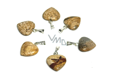 Jaspis obrázkový Srdce přívěsek přírodní kámen 15 mm, kámen pozitivní energie
