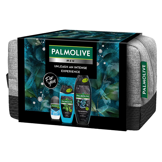Palmolive Men Refreshing 3v1 sprchový gel 500 ml + Sport 3v1 sprchový gel 250 ml + Arctic antiperspirant deodorant roll-on 50 ml + kosmetická etue, kosmetická sada pro muže