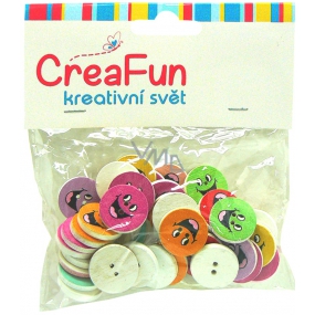CreaFun Dřevěné knoflíčky Smile mix barev 40 kusů
