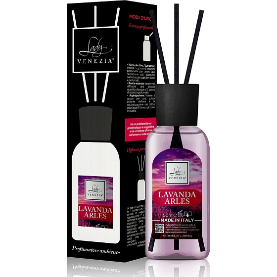 Lady Venezia Lavanda Arles - Levandulová pole aroma difuzér s tyčinkami pro postupné uvolňování vůně 50 ml