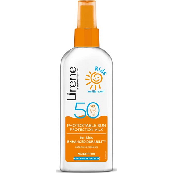 Lirene SC SPF50 Opalovací tělové mléko ve spreji s vanilkovou vůní pro děti 150 ml