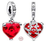 Charm Sterlingové stříbro 925 Disney Mickey a Minnie Mouse Murano srdce, přívěsek na náramek láska