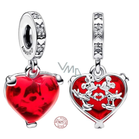 Charm Sterlingové stříbro 925 Disney Mickey a Minnie Mouse Murano srdce, přívěsek na náramek láska