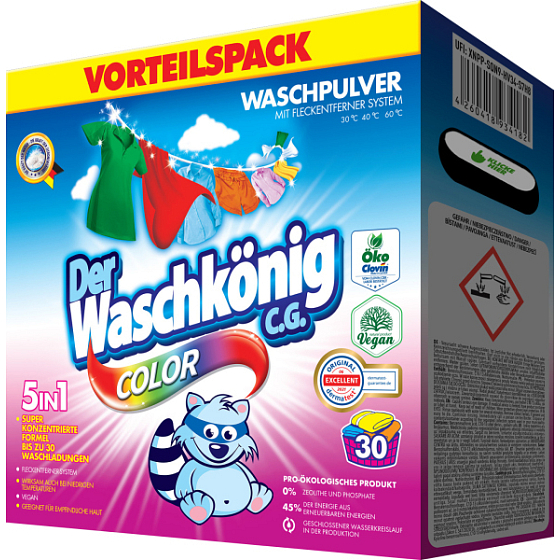 Der WaschKönig Color Box prací prášek na barevné prádlo 30 dávek 1,95 kg