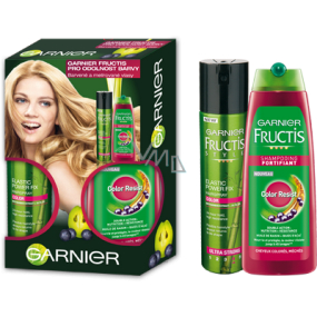 Garnier Fructis Odolnost barvy šampon 250 ml + lak na vlasy 250 ml, kosmetická sada pro ženy