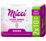 Micci Ultra Wings Sensitive intimní vložky s křidélky Duo 2 x 10 kusů