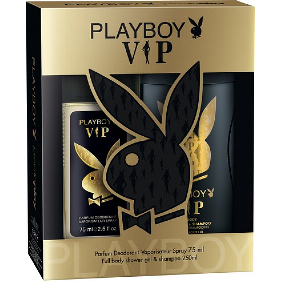 Playboy Vip for Him parfémovaný deodorant sklo pro muže 75 ml + sprchový gel 250 ml, kosmetická sada