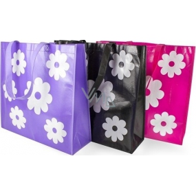 RSW Nákupní taška s potiskem Květiny černá 43 x 40 x 13 cm