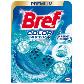 Bref Color Aktiv Ocean WC blok pro hygienickou čistotu a svěžest Vaší toalety, obarvuje vodu do tyrkysového odstínu 50 g