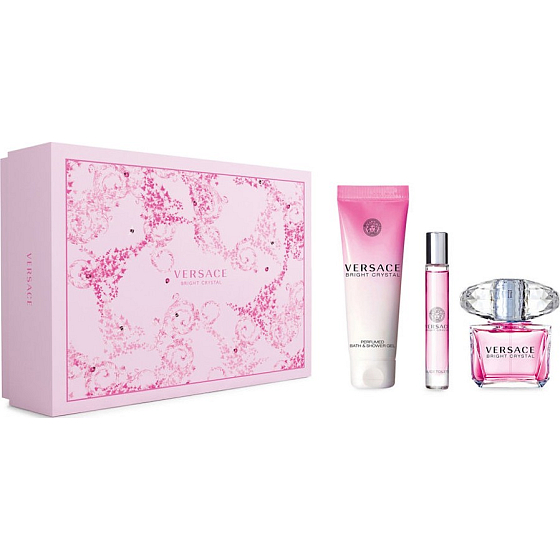 Versace Bright Crystal toaletní voda pro ženy 90 ml + toaletní voda 10 ml + sprchový gel 150 ml, dárková sada