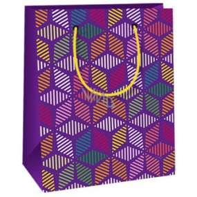 Ditipo Dárková papírová taška 11,4 x 6,4 x 14,6 cm fialovo barevná