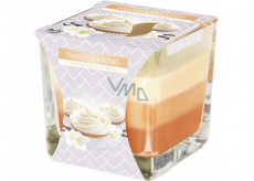 Bispol Vanilla Cupcake - Vanilkový košíček tříbarevná vonná svíčka sklo, doba hoření 32 hodin 170 g