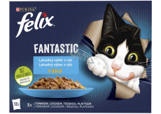 Felix Fantastic kapsičky pro kočky v želé losos, platýs, tuňák a treska 12 x 85 g