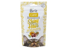 Brit Care Cat Snack Shiny Hair Losos pamlsek poloměkké doplňkové krmivo pro kočky 50 g
