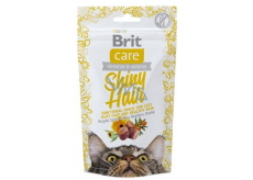 Brit Care Cat Snack Shiny Hair Losos pamlsek poloměkké doplňkové krmivo pro kočky 50 g