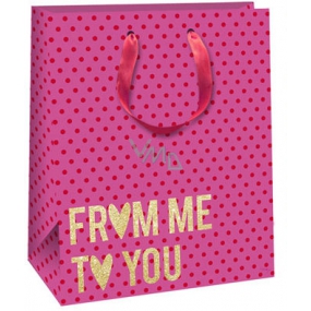 Ditipo Dárková papírová taška 26,4 x 13,6 x 32,7 cm růžová, zlatý nápis Glitter