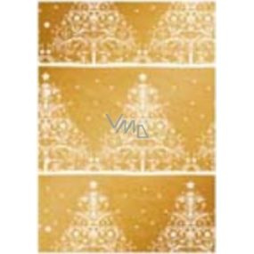 Ditipo Dárkový balicí papír 70 x 200 cm Luxusní zlatý bílé stromečky