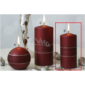 Lima Sparkling svíčka vínová válec 60 x 120 mm 1 kus