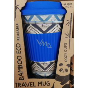 Cozy Time Bamboo Eco Tribal bambusový ekologický termohrnek + silikonové víčko modrý 450 ml