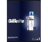 Gillette SkinGuard holící strojek + náhradní hlavice 1 kus + gel na holení 200 ml + háček na holící strojek, kosmetická sada pro muže