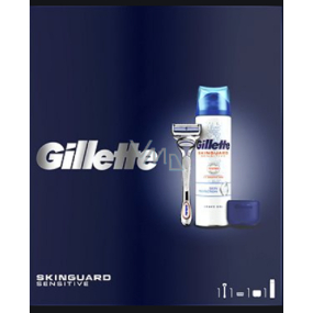 Gillette SkinGuard holící strojek + náhradní hlavice 1 kus + gel na holení 200 ml + háček na holící strojek, kosmetická sada pro muže