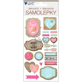 Samolepky 3D s ražbou a texty- láska 17 x 9,5 cm