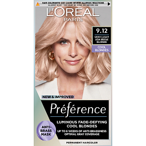 L'oreal Paris Préférence Cool Blondes barva na vlasy, Siberia, velmi světlá popelavá blond 9.12 L'oreal Paris Préférence Cool Blondes barva na vlasy, Siberia, velmi světlá popelavá blond 9.12
