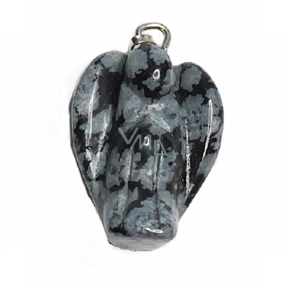 Obsidian vločkový Anděl strážný přívěsek přírodní kámen 1,7 cm 1 kus, kámen záchrany