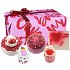 Bomb Cosmetics Date Night šumivý balistik do koupele 2 x 160 g + glycerinové mýdlo 100 g + špalíček do koupele 2 x 50 g, kosmetická sada